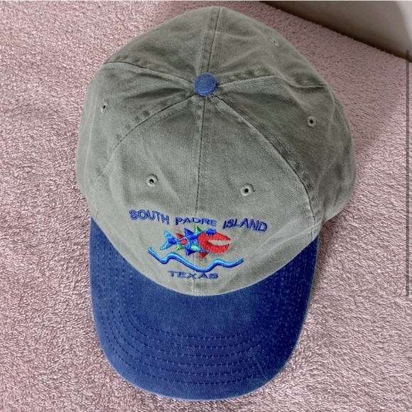 Vintage 90s Blue Grey South Padre Island Texas Embroidered Logo Hat - Picture 2 of 12